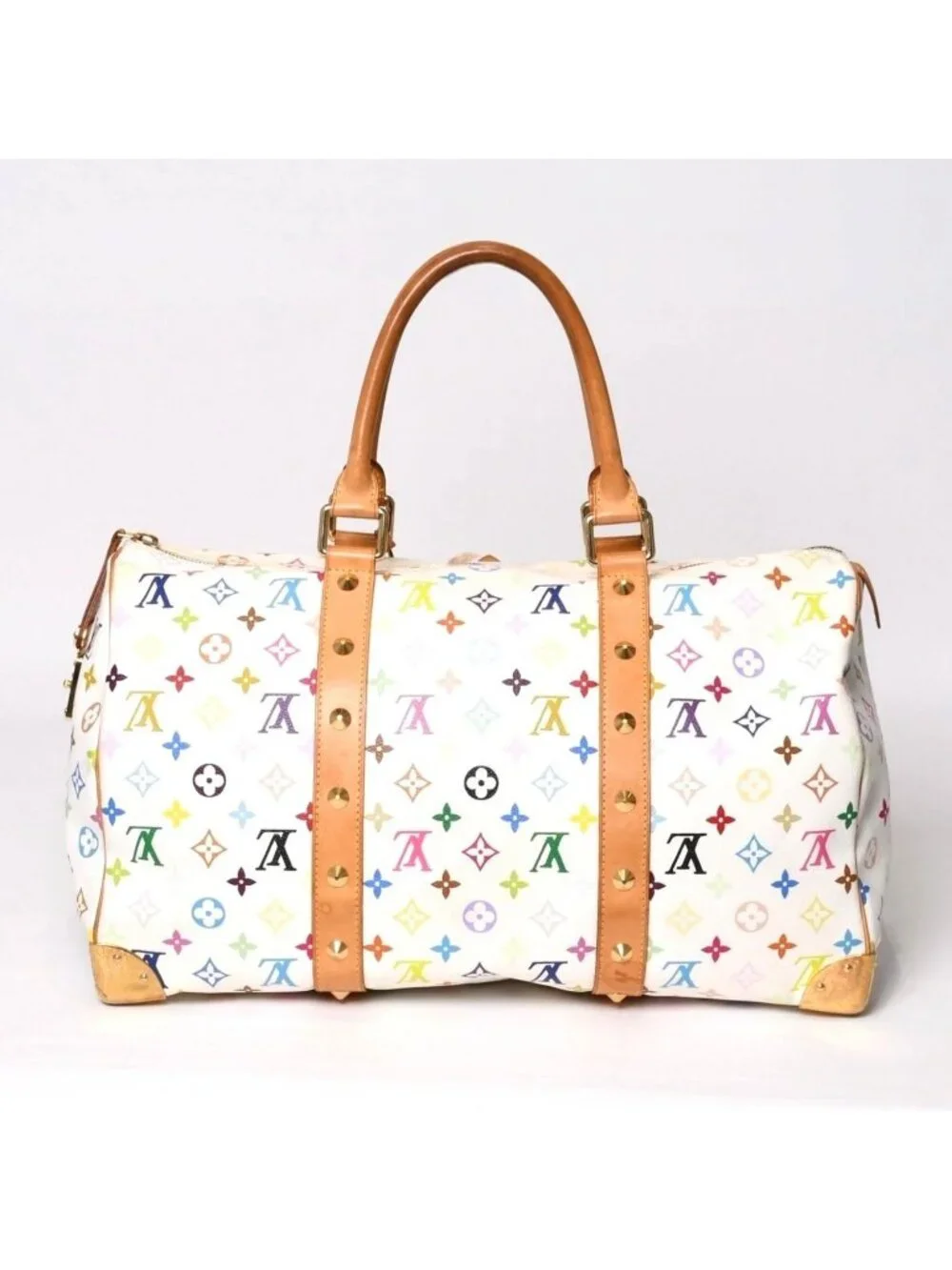 Louis Vuitton Keepall 45 Boston Bag Monogram Multicolor White Takashi Murakami